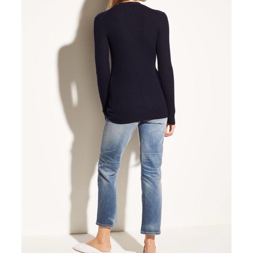 VINCE Rib Skinny Cashmere Cardigan Coastal Blue | XS - Picture 4 of 11